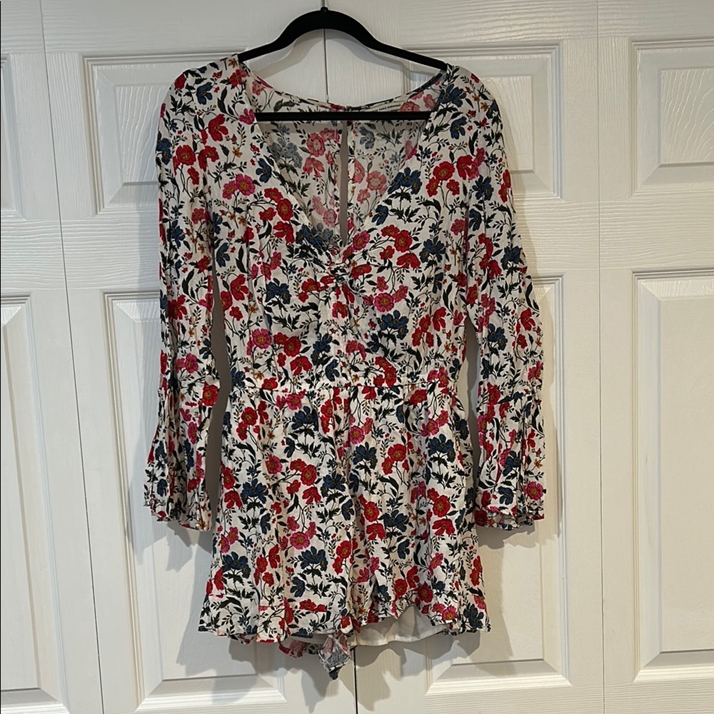 American Eagle Outfitters Floral Adjustable Tie Front  Romper
